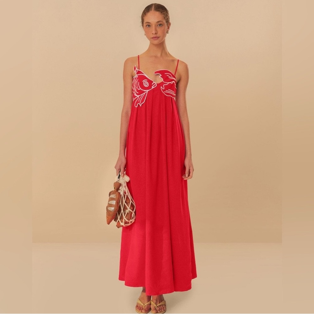 Farm Rio Red Fish Top Maxi Dress